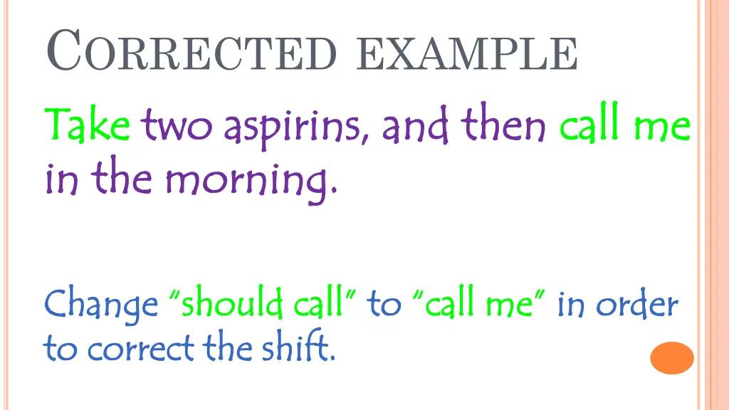 c orrected example take take two aspirins