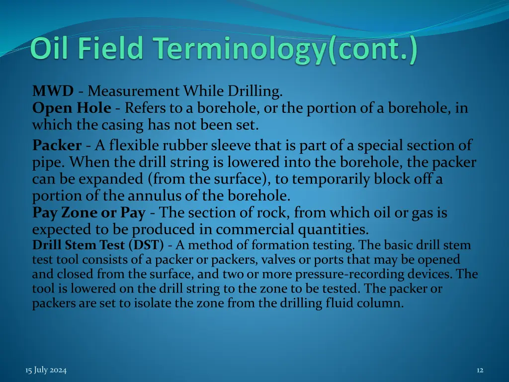 mwd measurement while drilling open hole refers