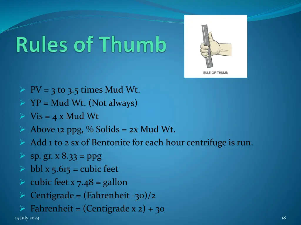 pv 3 to 3 5 times mud wt yp mud wt not always