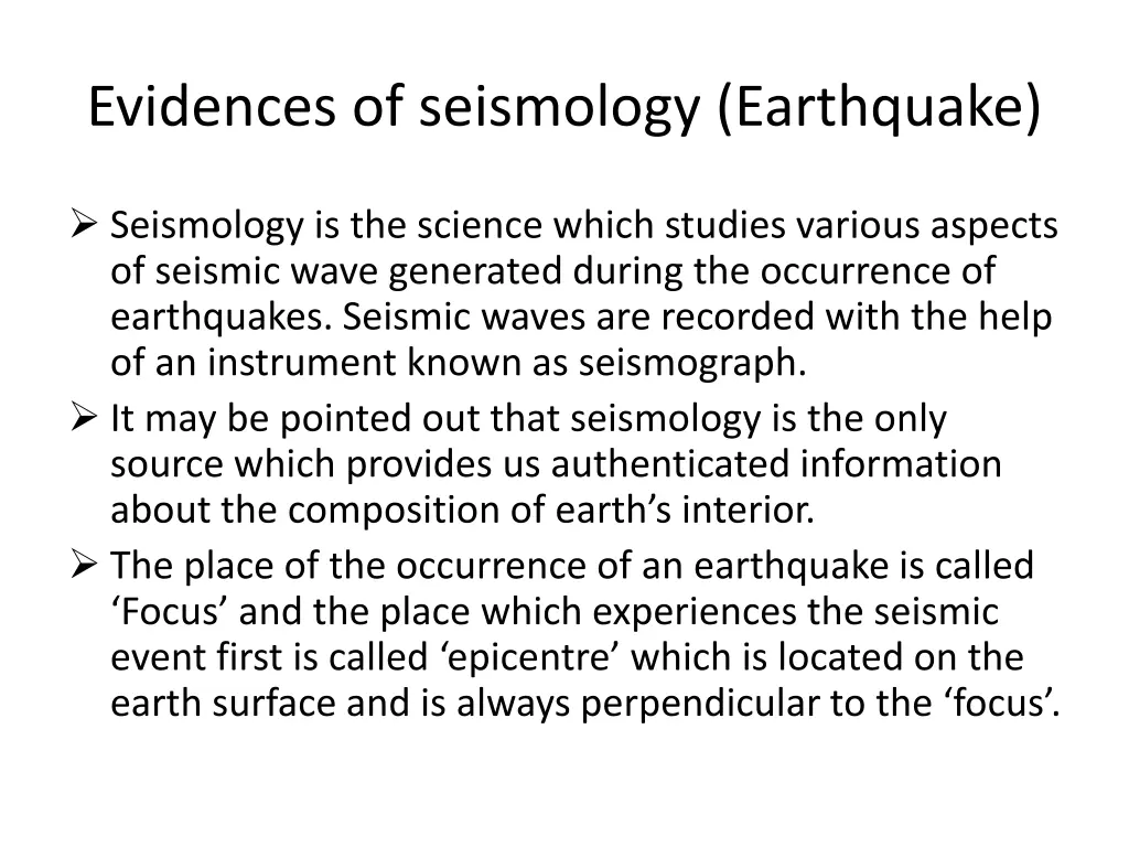 evidences of seismology earthquake