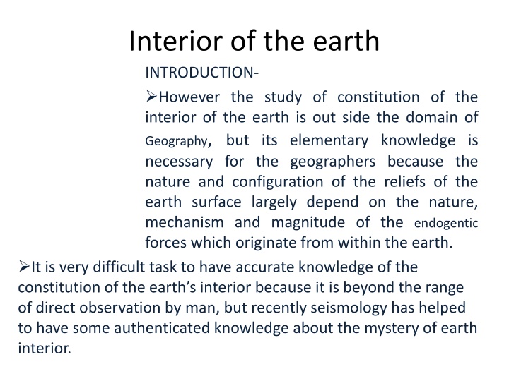 interior of the earth introduction however