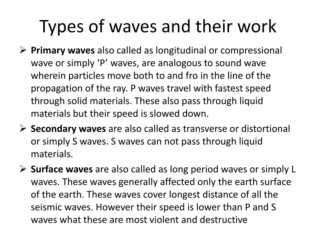 types of waves and their work