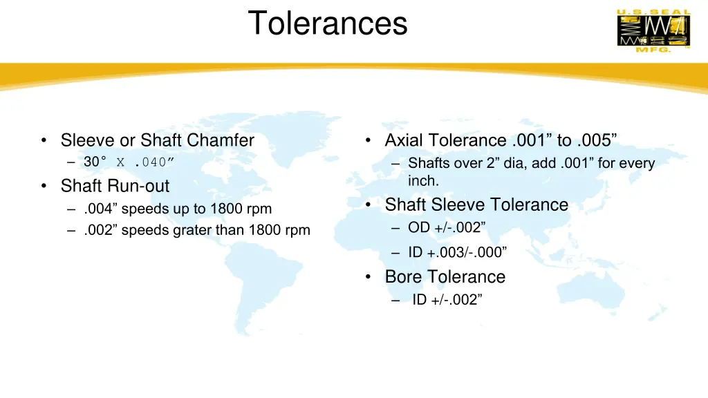 tolerances