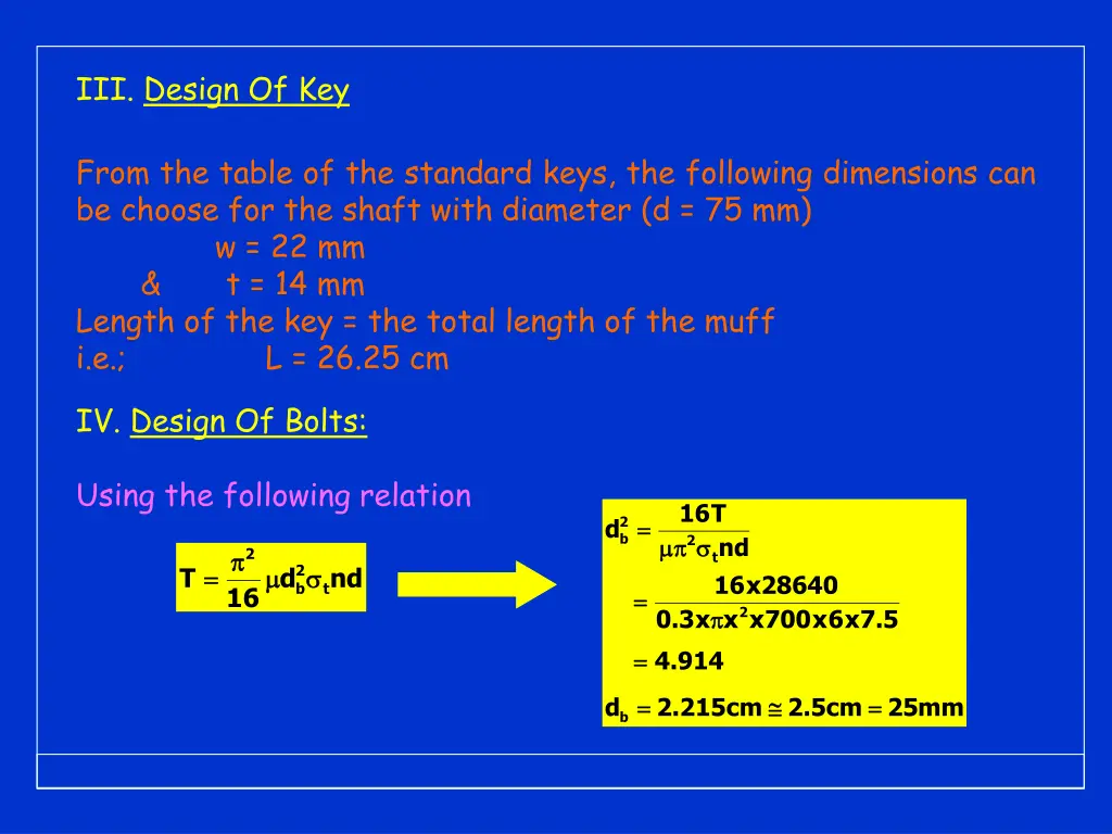 iii design of key