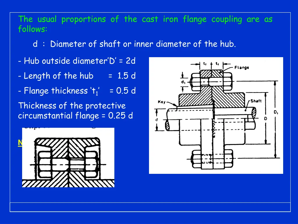 the usual proportions of the cast iron flange