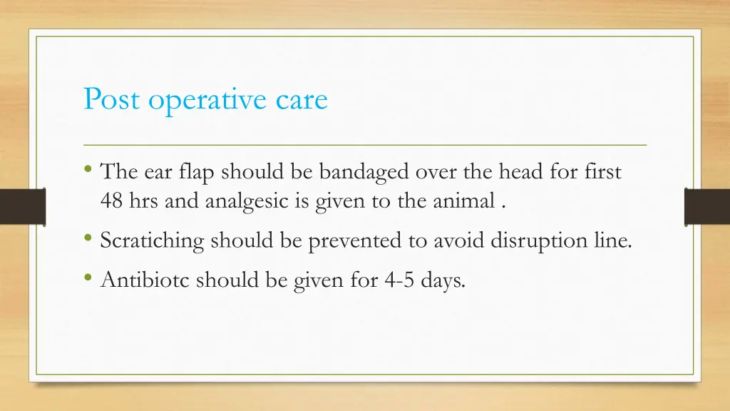 post operative care