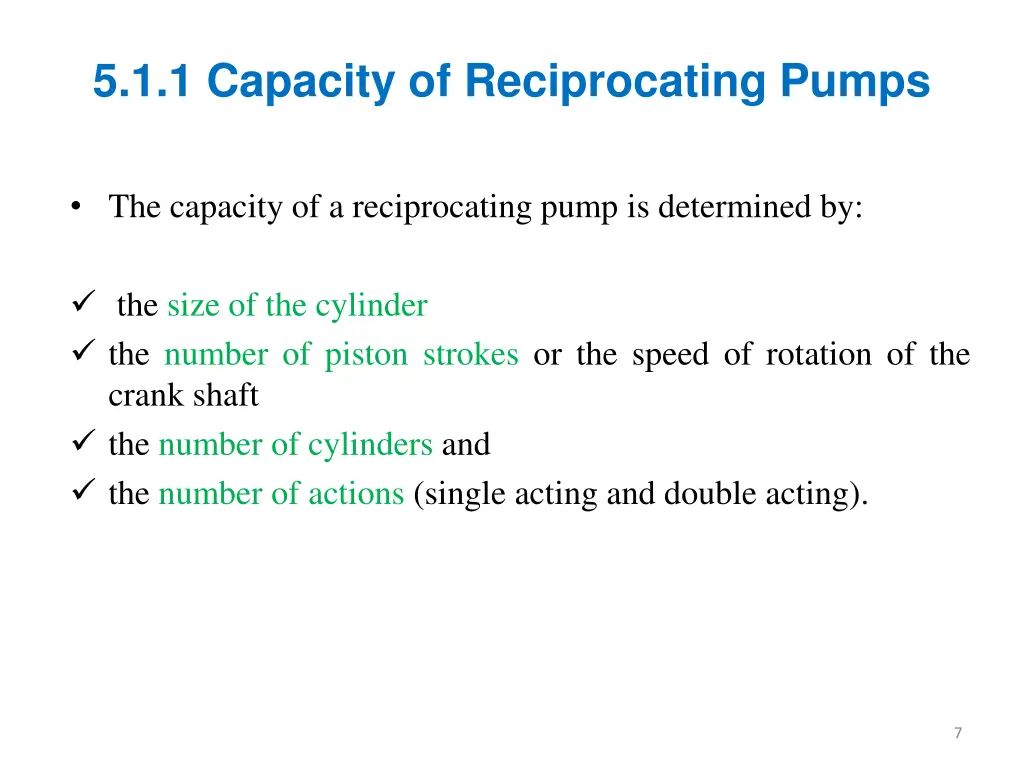 5 1 1 capacity of reciprocating pumps