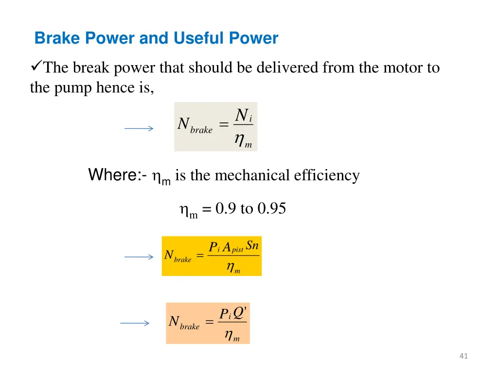 brake power and useful power