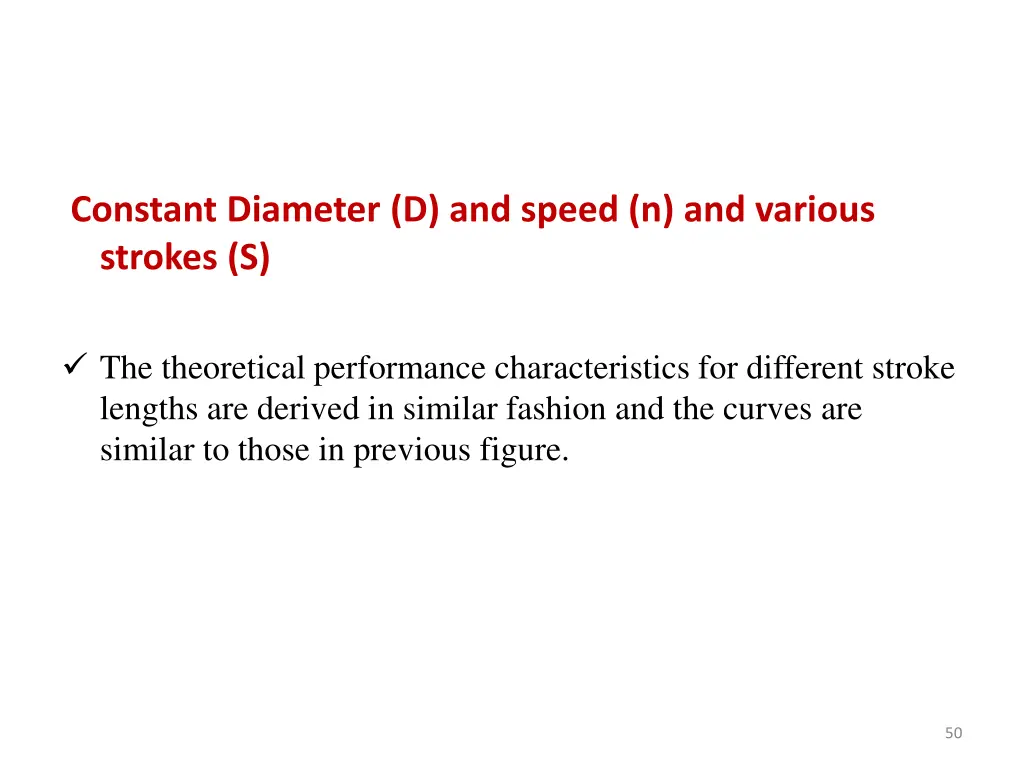 constant diameter d and speed n and various