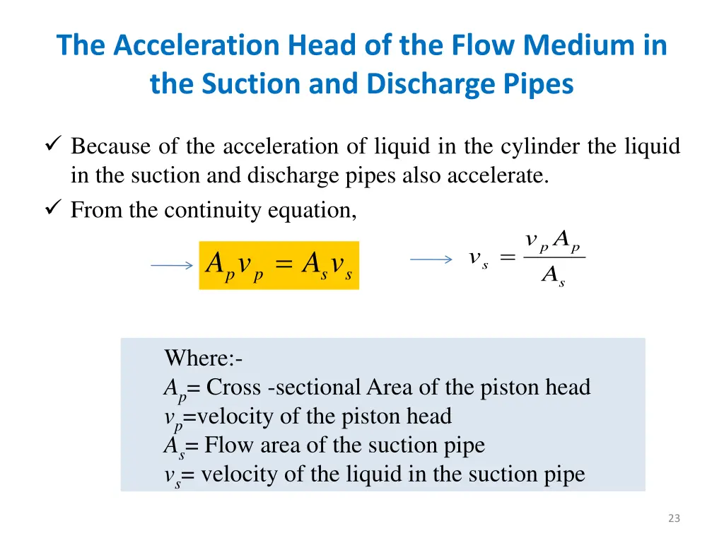 the acceleration head of the flow medium