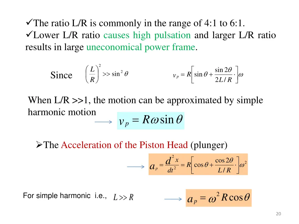 the ratio l r is commonly in the range