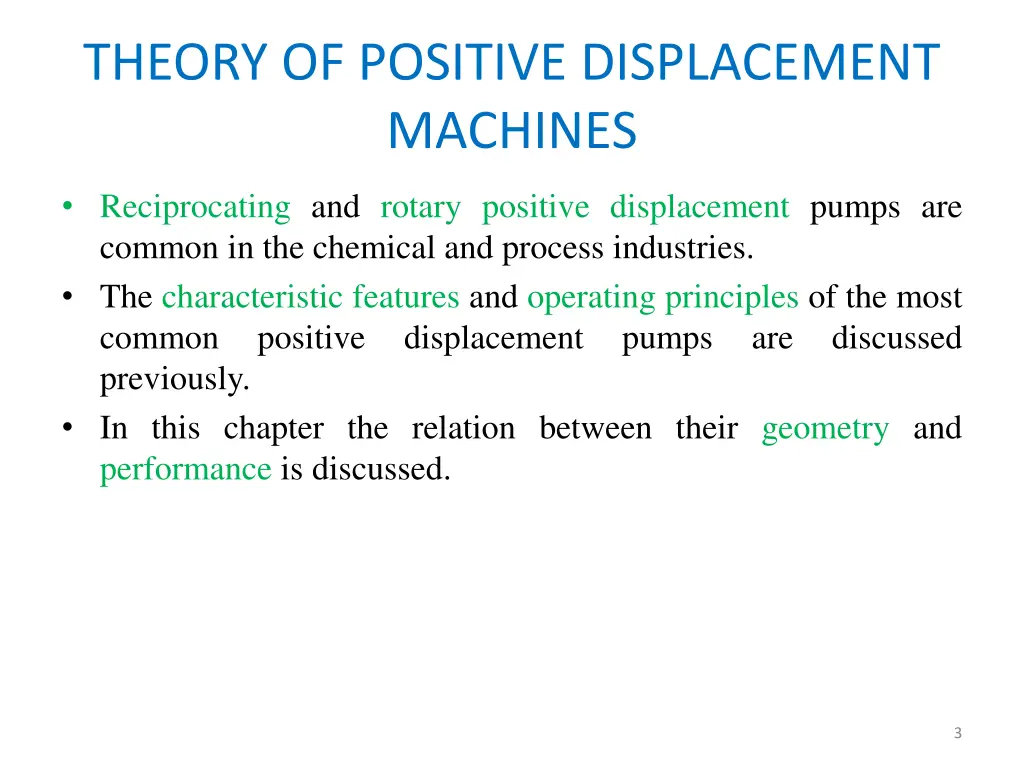 theory of positive displacement machines