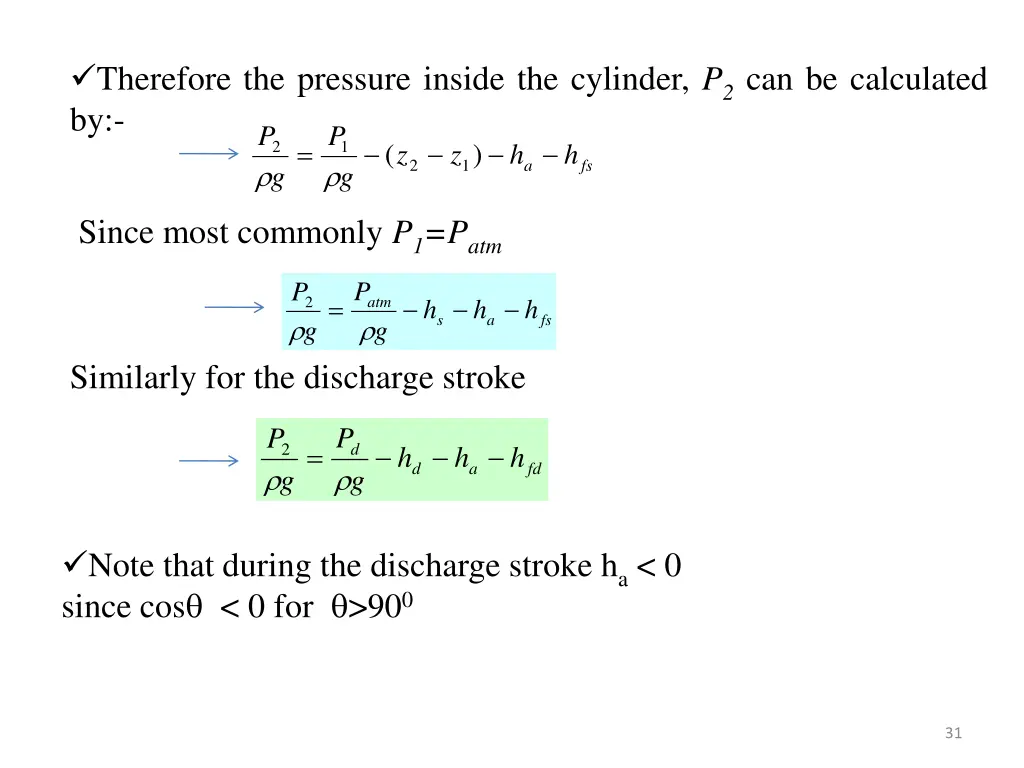 therefore the pressure inside the cylinder