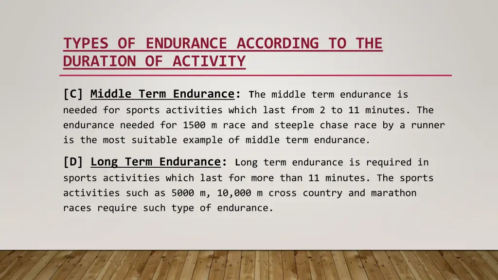 types of endurance according to the duration 1