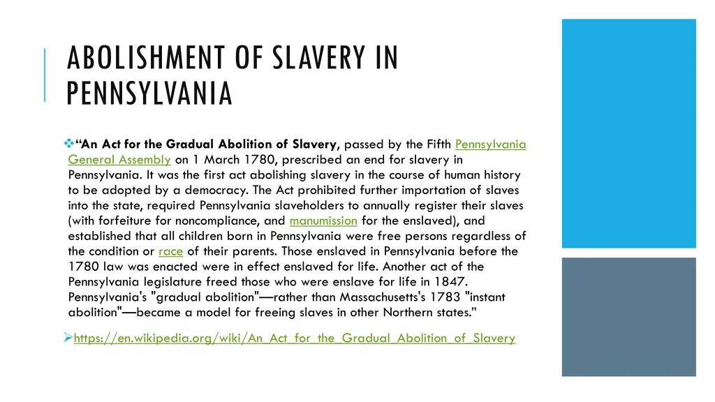 abolishment of slavery in pennsylvania