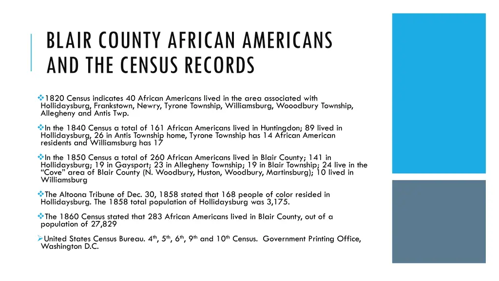 blair county african americans and the census