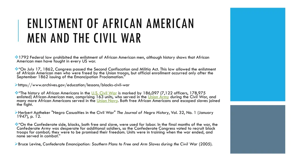 enlistment of african american men and the civil