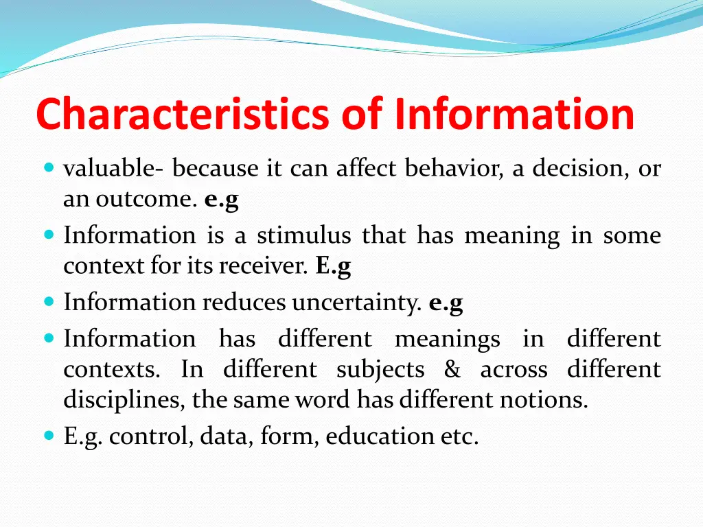 characteristics of information