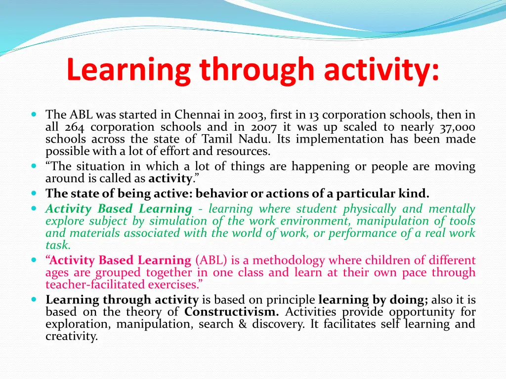 learning through activity