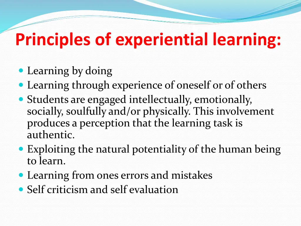 principles of experiential learning