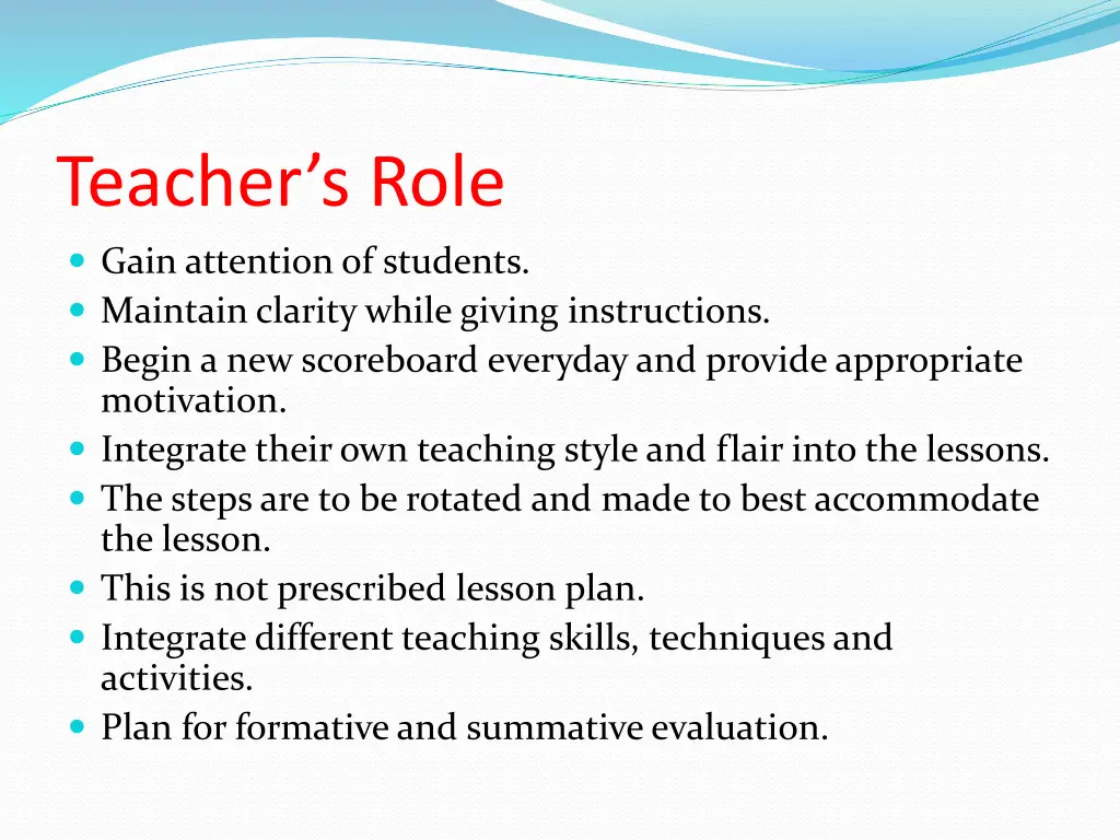 teacher s role