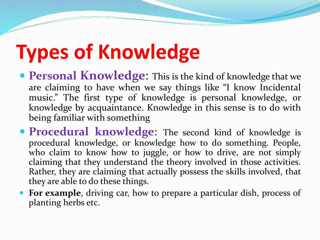 types of knowledge