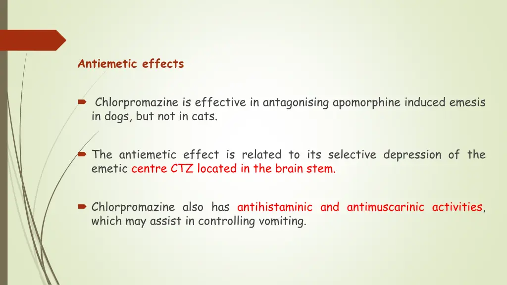 antiemetic effects