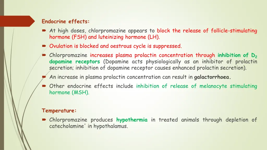 endocrine effects at high doses chlorpromazine