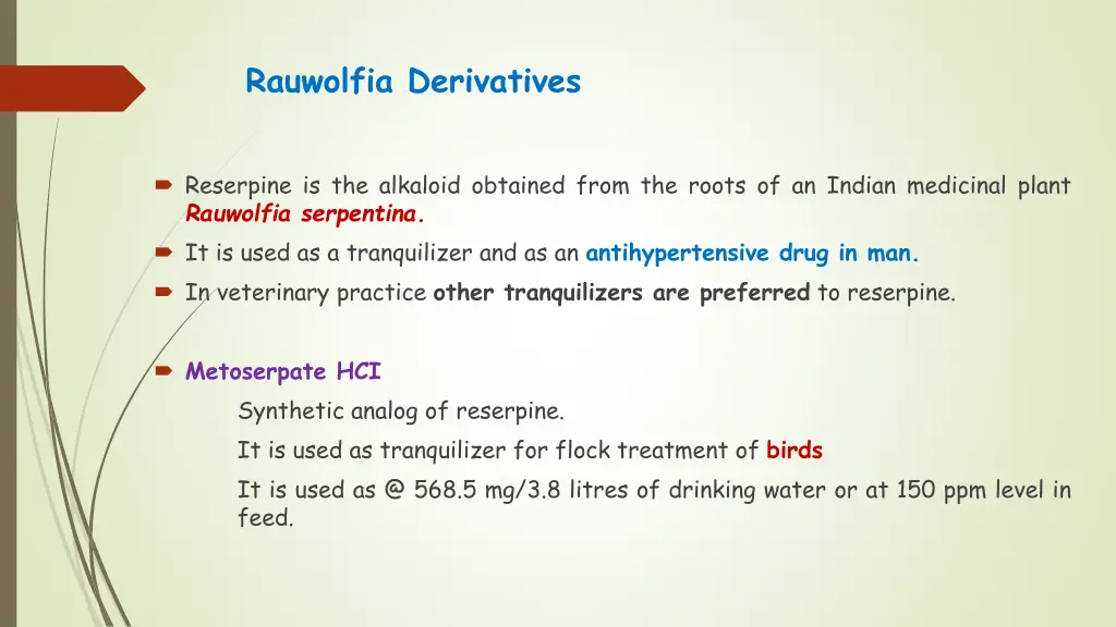 rauwolfia derivatives