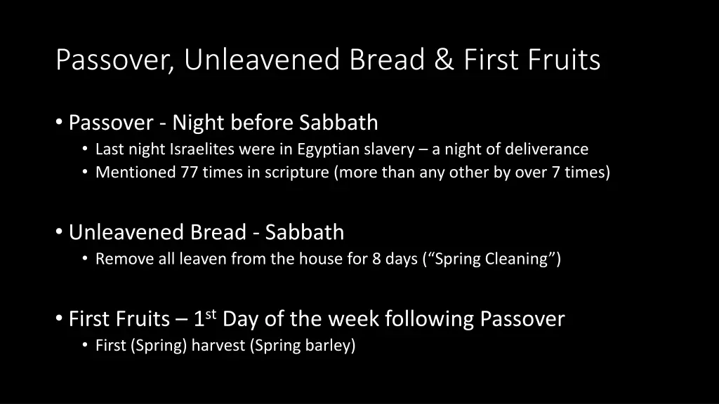 passover unleavened bread first fruits