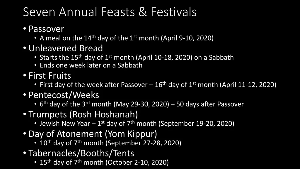 seven annual feasts festivals passover a meal