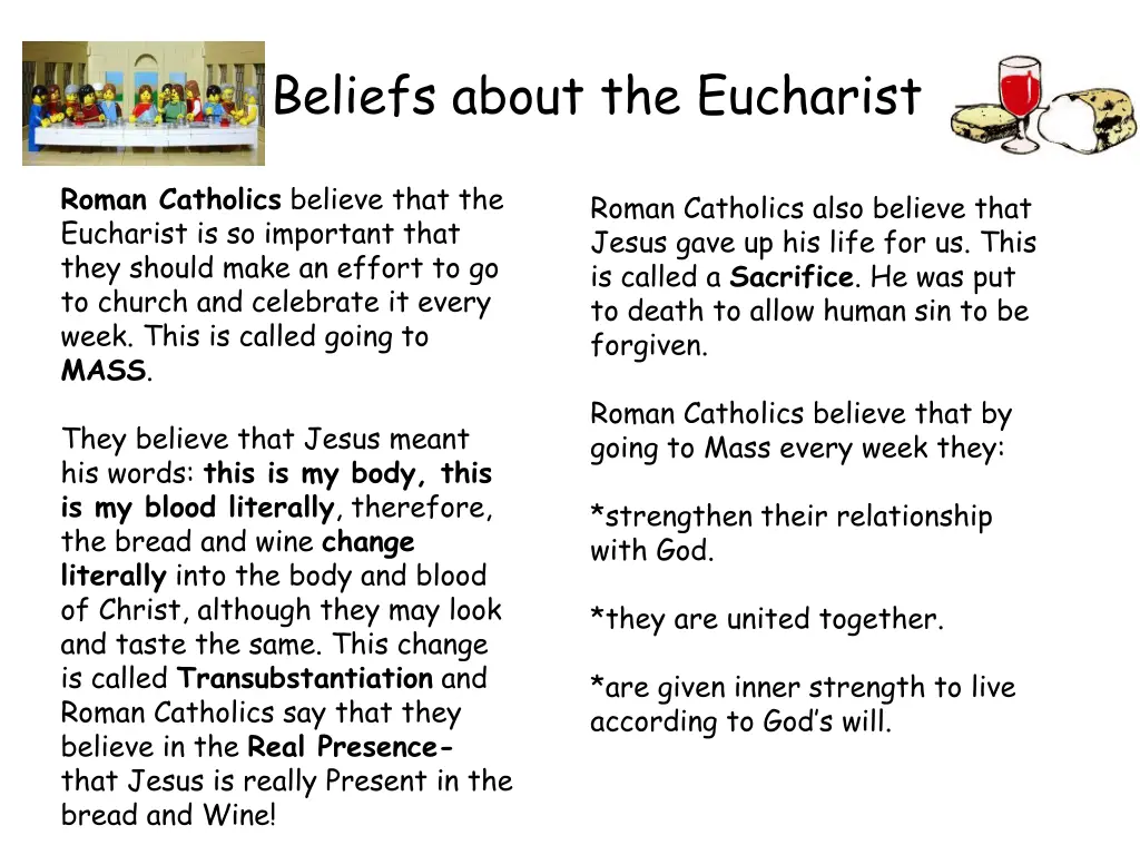 beliefs about the eucharist