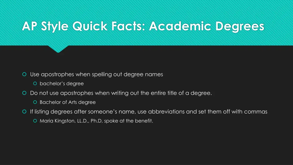 ap style quick facts academic degrees