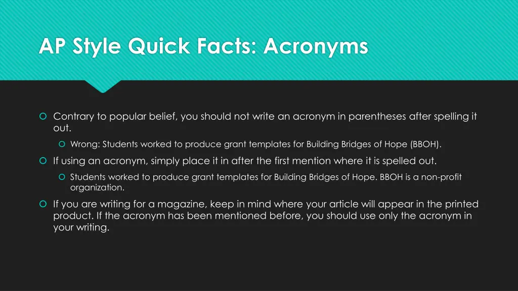 ap style quick facts acronyms