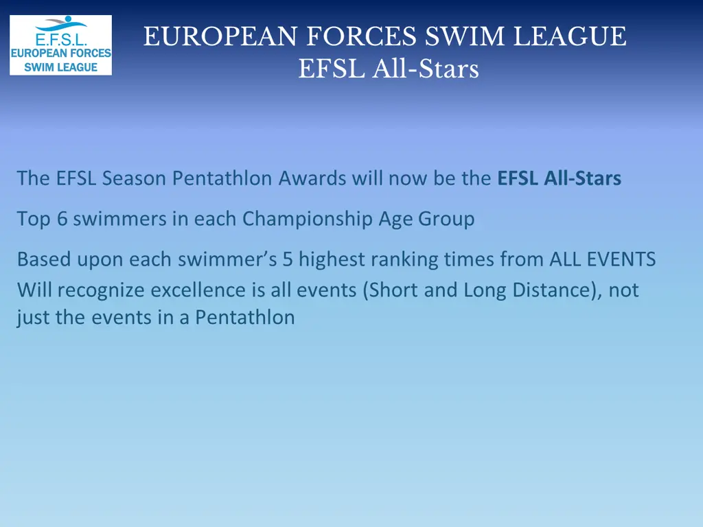 european forces swim league efsl all stars