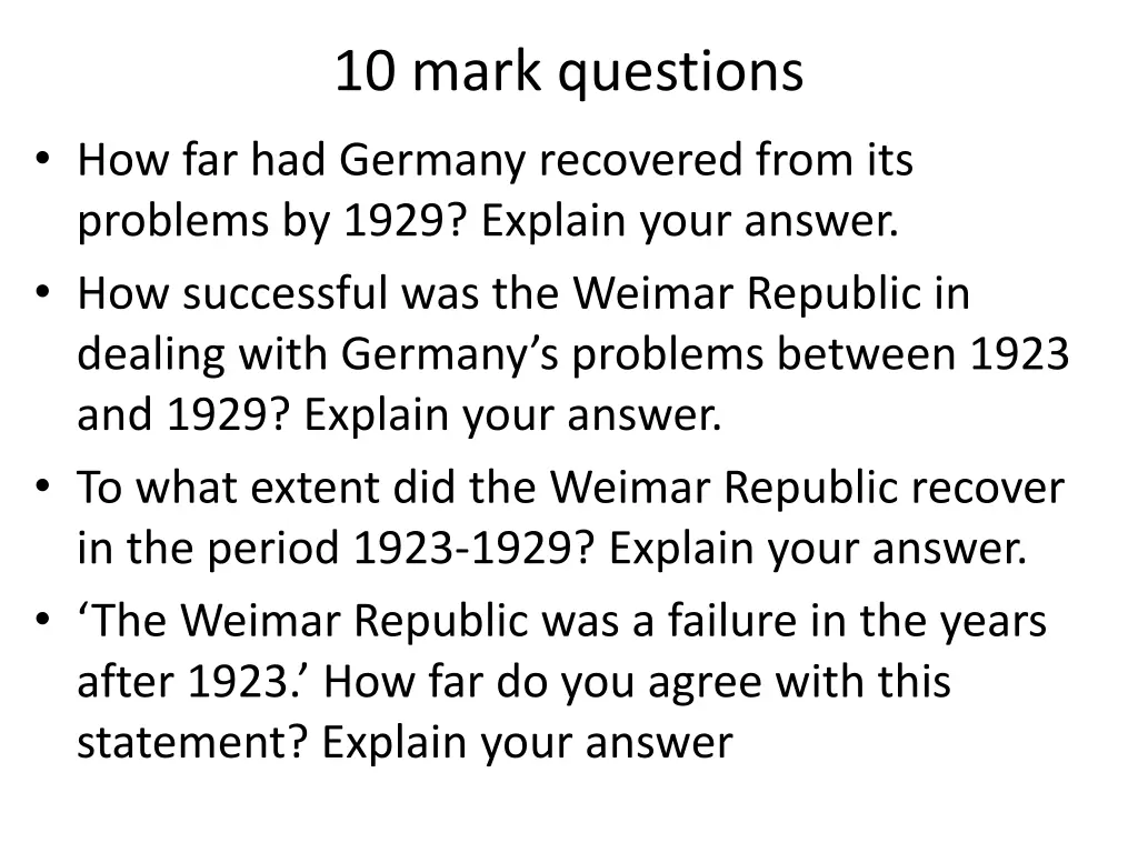 10 mark questions