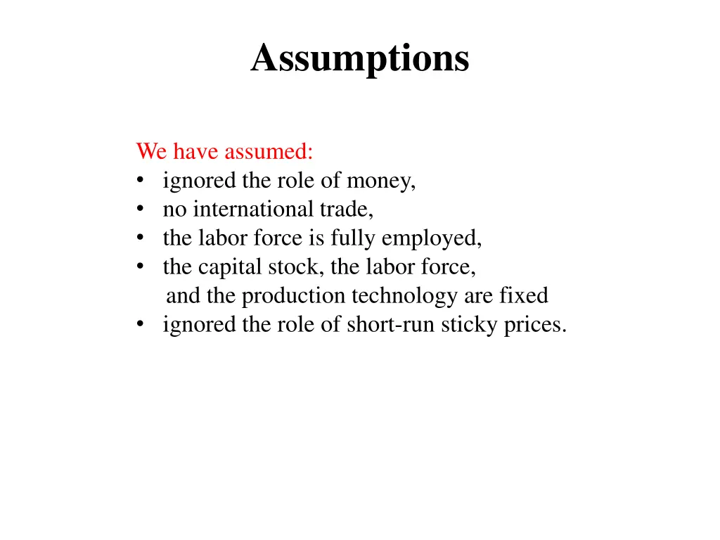 assumptions