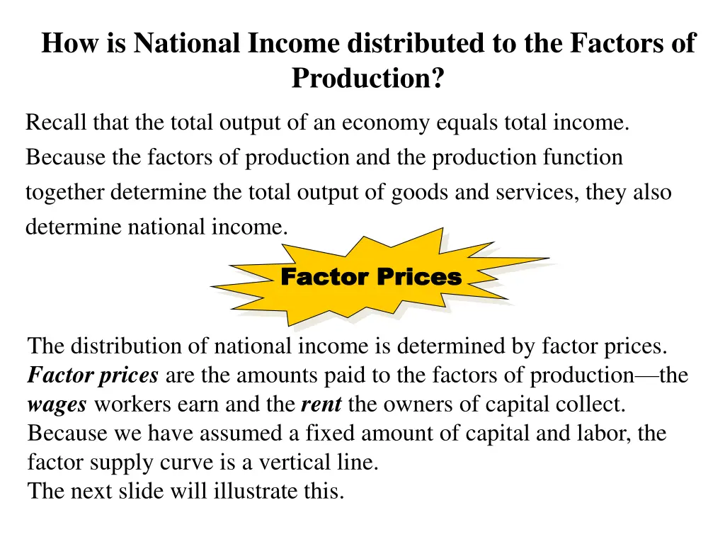 how is national income distributed to the factors