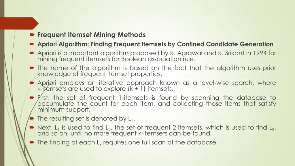 frequent itemset mining methods apriori algorithm