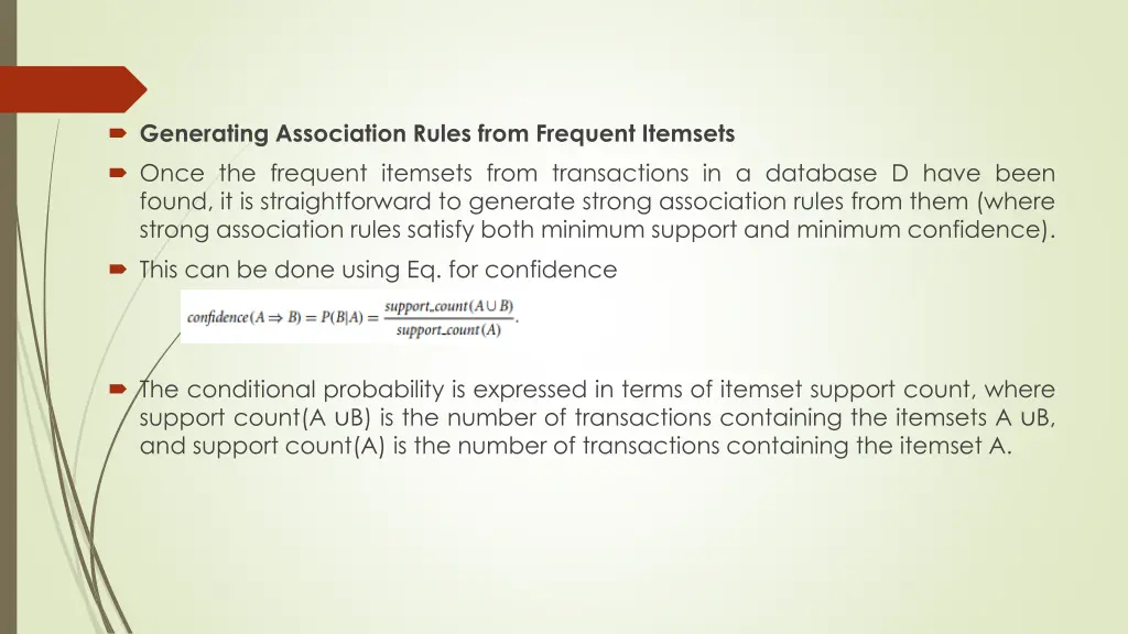 generating association rules from frequent