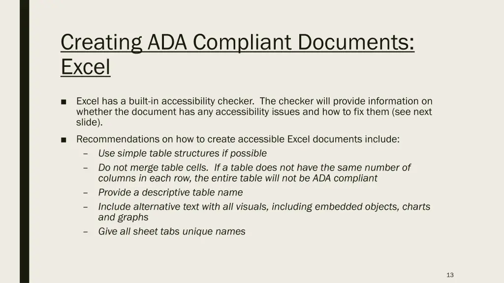 creating ada compliant documents excel