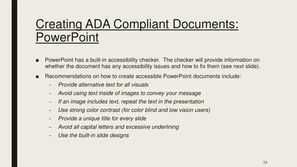 creating ada compliant documents powerpoint