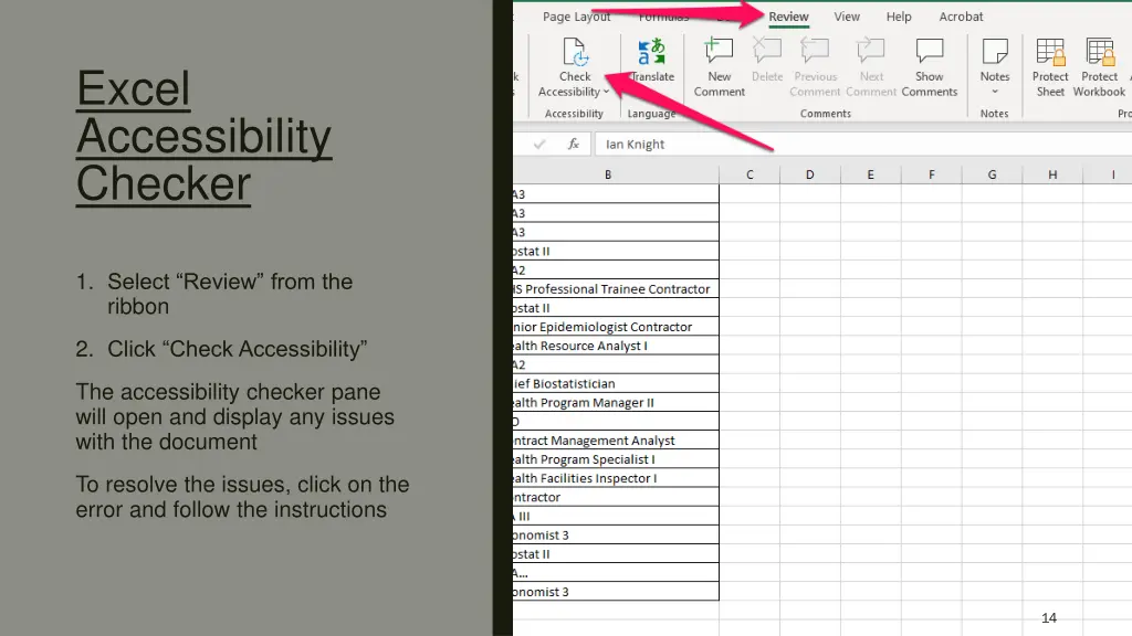 excel accessibility checker