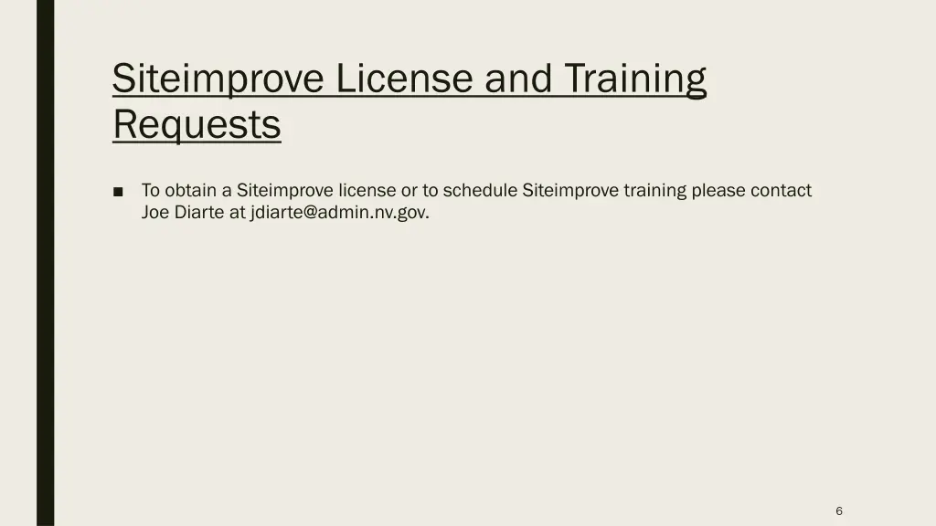 siteimprove license and training requests