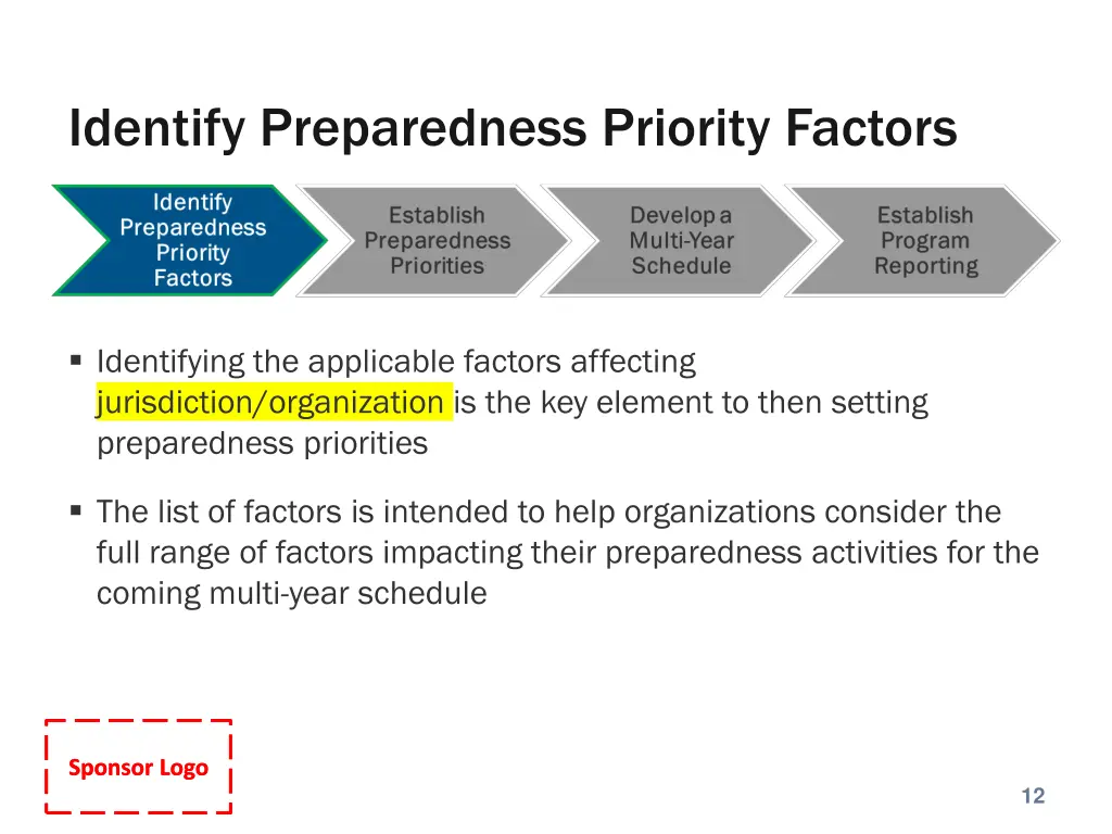 identify preparedness priority factors