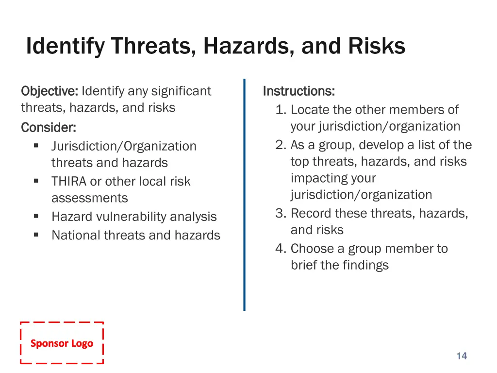 identify threats hazards and risks