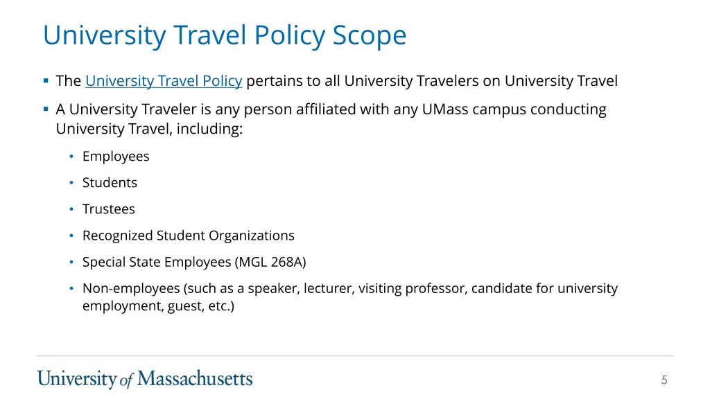 university travel policy scope