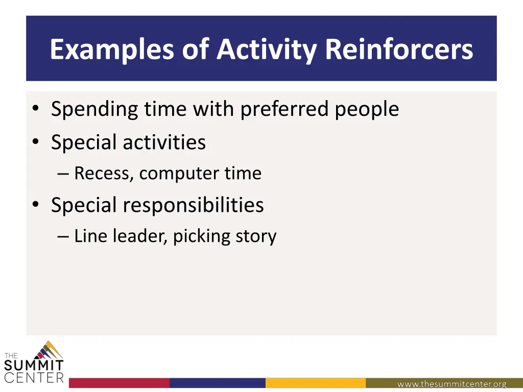 examples of activity reinforcers