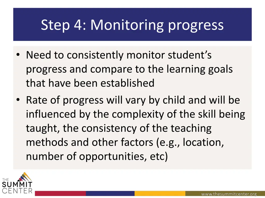 step 4 monitoring progress