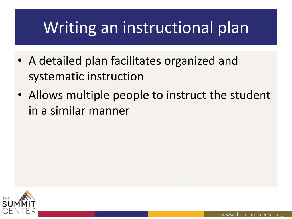 writing an instructional plan